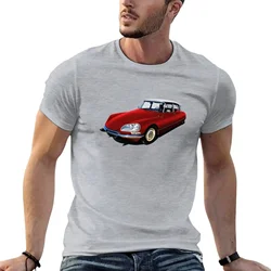 1970s Citroen DS w czerwonej koszulce za duże letni top t-shirty dla mężczyzn