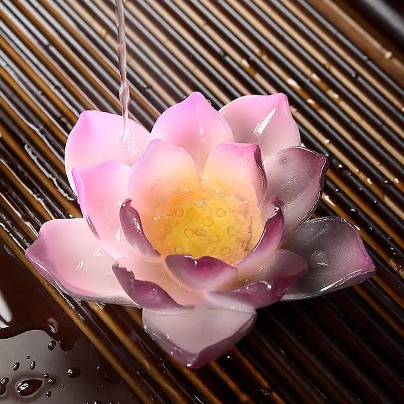 Lucky Lotus Color Changing Tea Pet Feng Shui Art Ornament Traditional Tea Ceremony Decor  Sculpture Modern Art Home Office Gift