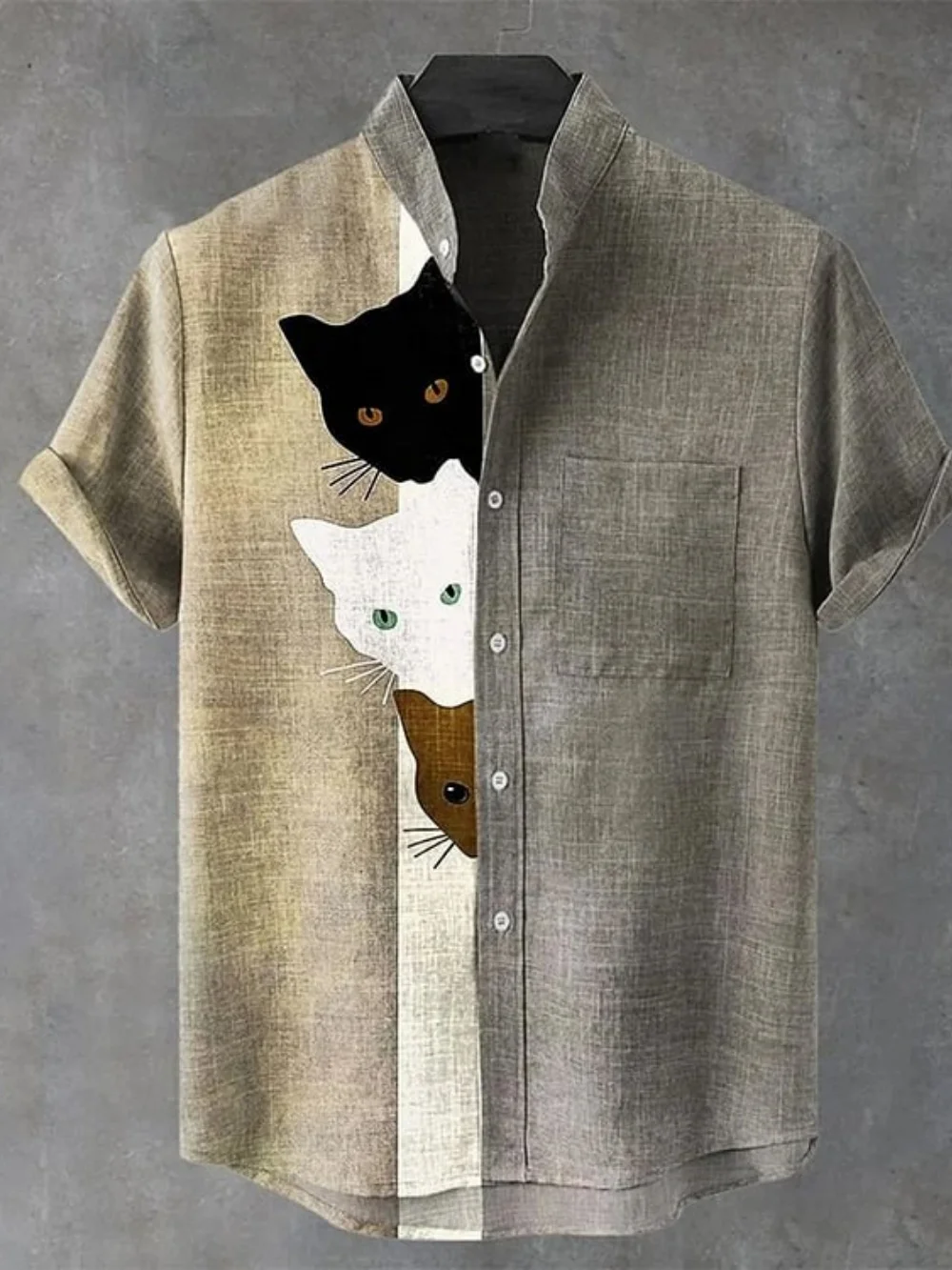 

2026 New Funny Japanese Samurai Cat 3D Printed Hawaiian Shirt Men's and Women's Fashion Short sleeved Single breasted Outdoor Sh