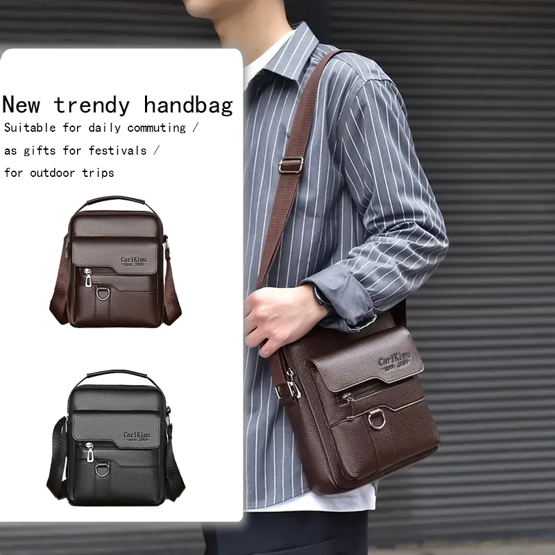 Neutral style men's and women's business single shoulder bag with lychee pattern is suitable for business trips.