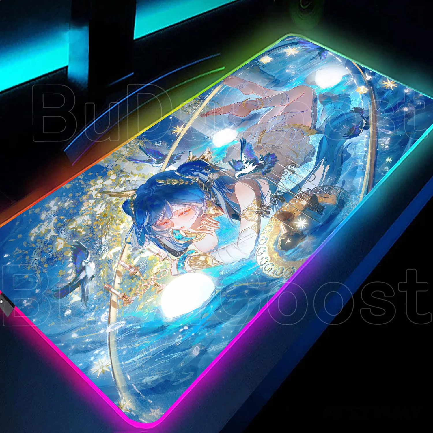Glowing Large Size RGB Kawaii Girl Mouse Pad Luno Mousepad XXL Wuthering Waves Anime Keyboard Mice Pad Gaming Laptop PC Desk Mat