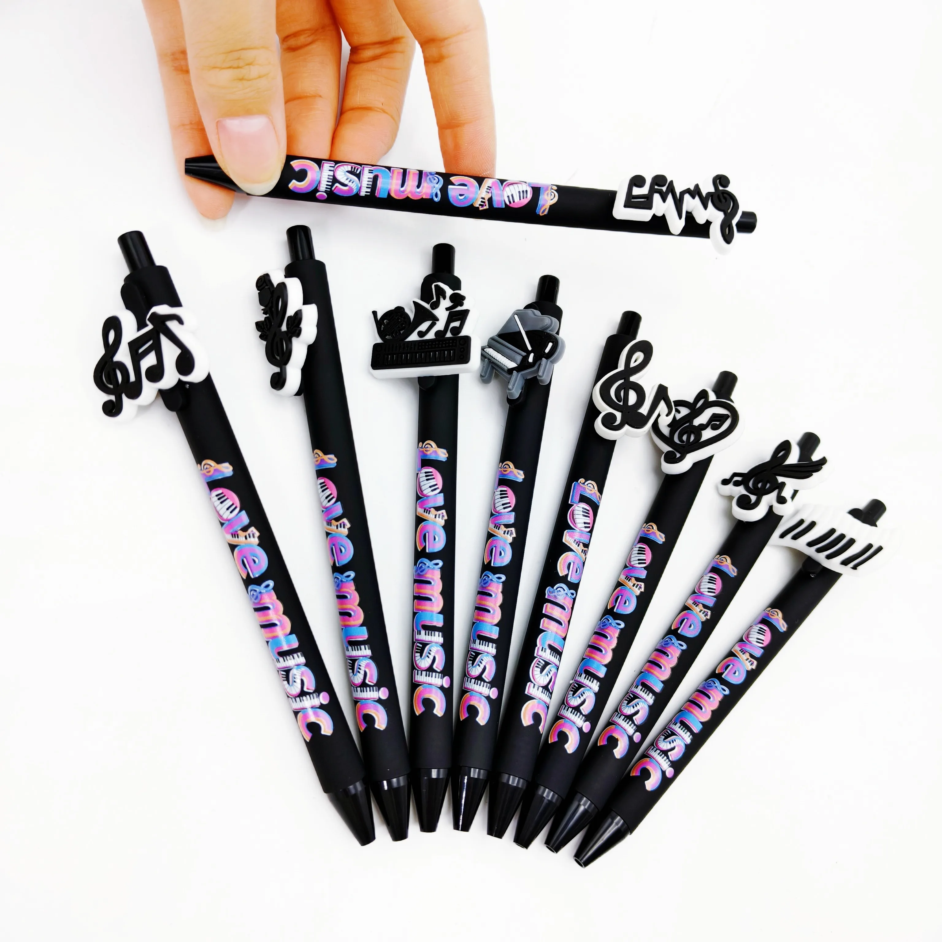 5PCS/10PCS Music Note Theme Ballpoint Pen Creative Black Design Ballpoint Pen Student Writing Gift Pen