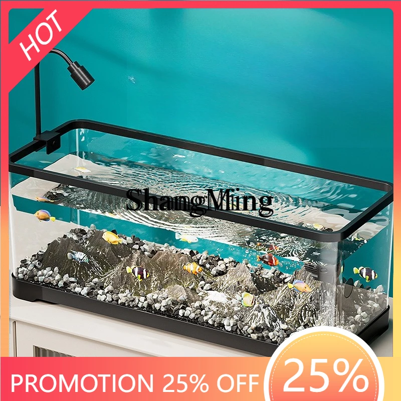 

ZYY home desktop fish tank living room landscaping ecological water free stream tank oxygenation wave integrated