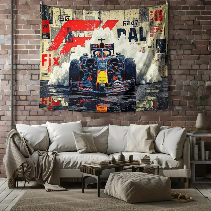 Racing Car Speed Track Wall Tapestry Machine Washable All Season Decor Print Motorsport Design Home Enhance spatial aesthetics