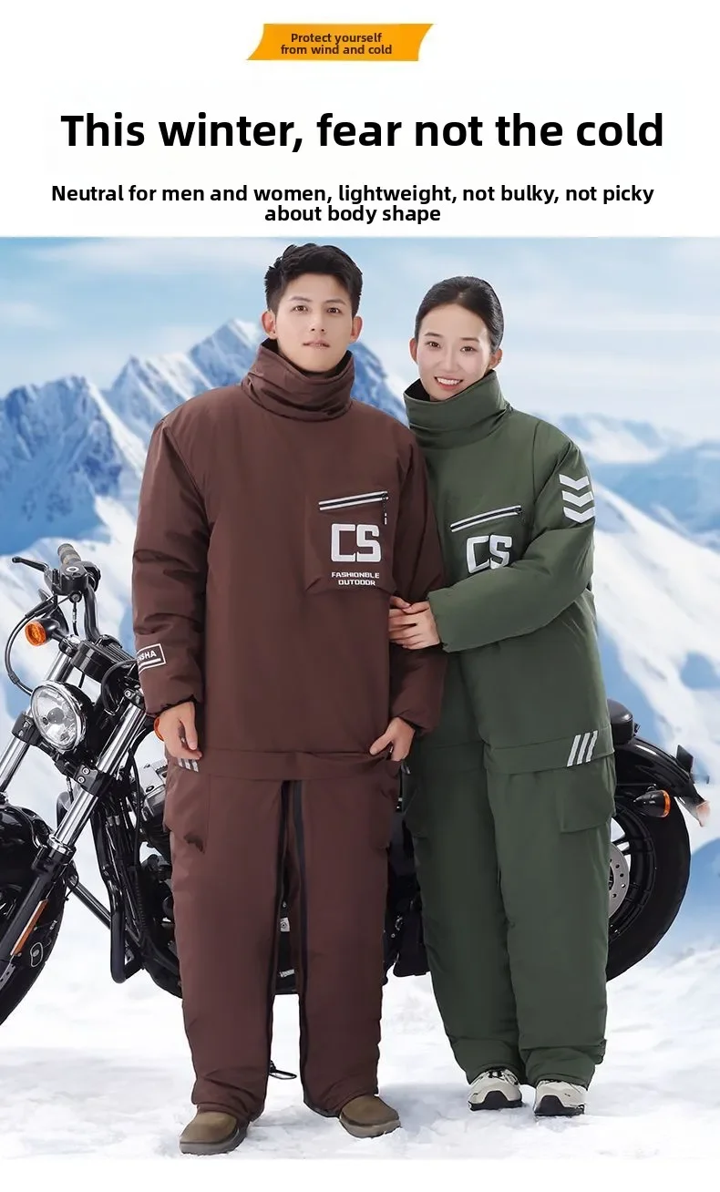 useful New Outdoor Cycling Jacket Electric Vehicle Windshield Cotton Thickened Waterproof Motorcycle Cold-proof Clothing