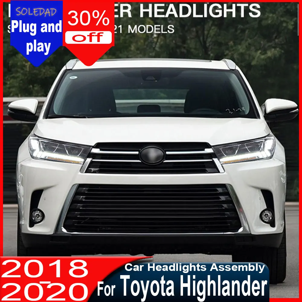 Car Styling Headlight for Toyota Highlander Headlamp 2018 2019 2020 2021 Highlander DRL Turn Signal Low High Beam Projector Lens