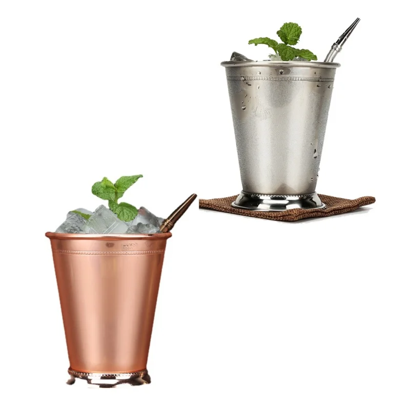 Exquisite and Practical 400ml Curling Mint Julep Cup 304 Stainless Steel Mojito Cocktail Cool Drinks Cup Beer Steins