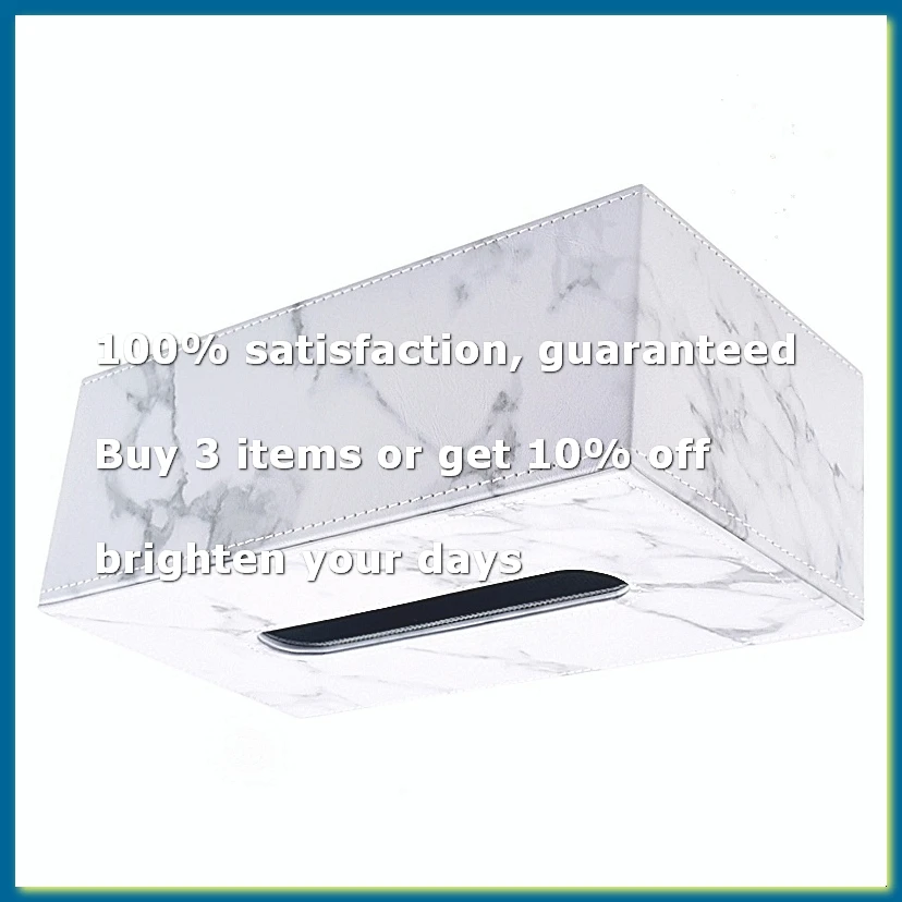 ●Rectangular Marble PU Leather Tissue Box Cover Napkin Holder Paper Towel Dispenser Container for Home Office Car Decor-ABFB
