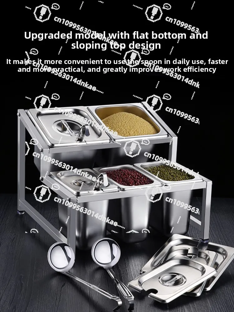 Stainless Steel Parts Basin Rack Jam Box Milk Tea Shop Special Milk Tea Small Material Seasoning Box Fraction Box Shelf
