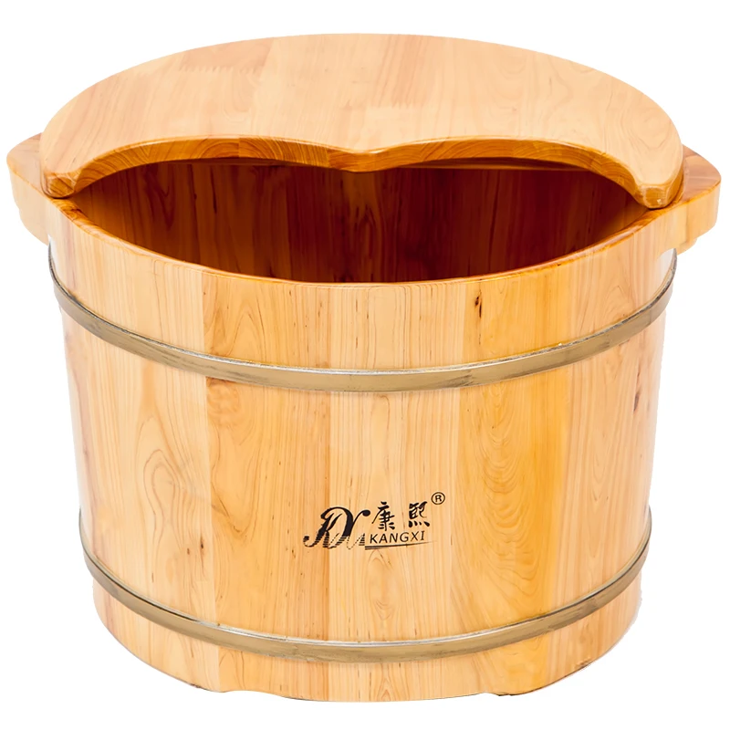 XK Foot Bath Barrel Foot Bath Tub Wooden Barrel Feet Bathing Tub Foot Washing Wooden Basin Wooden Foot Barrel with Lid