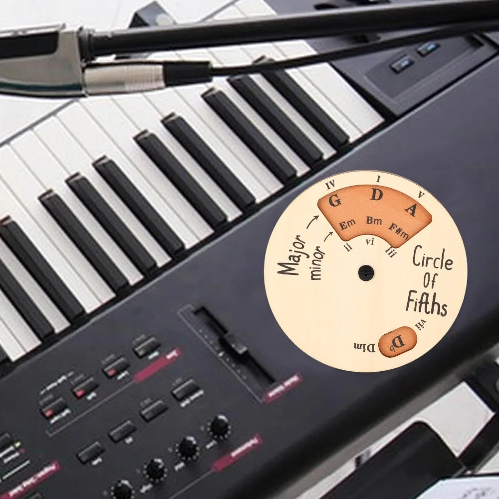 Wooden Circle of Fifths Wheel​ ​Rotatable ​Wood Color​ ​Melody Chord Tool​ ​Clear Letter Marking Music Theory Disc