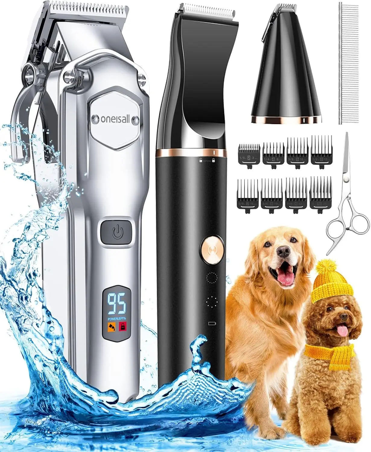 

Dog Grooming for Heavy Thick Hair&/Low Noise Rechargeable Cordless Pet Shaver with Stainless Steel Blade and Dog Paw Trimme Dog