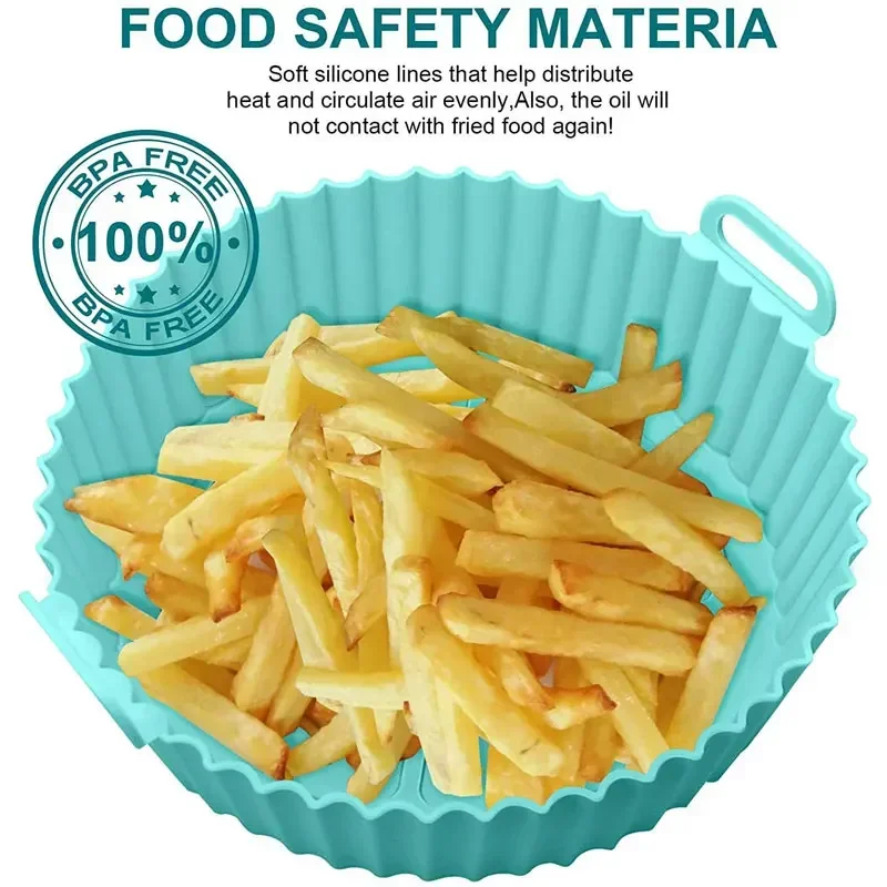 Silicone Air Fryer Silicone Liners Pot Basket Bowl Reusable Baking Tray Oven Accessories Kitchen Gadgets 7.5 Inches 6 Inches