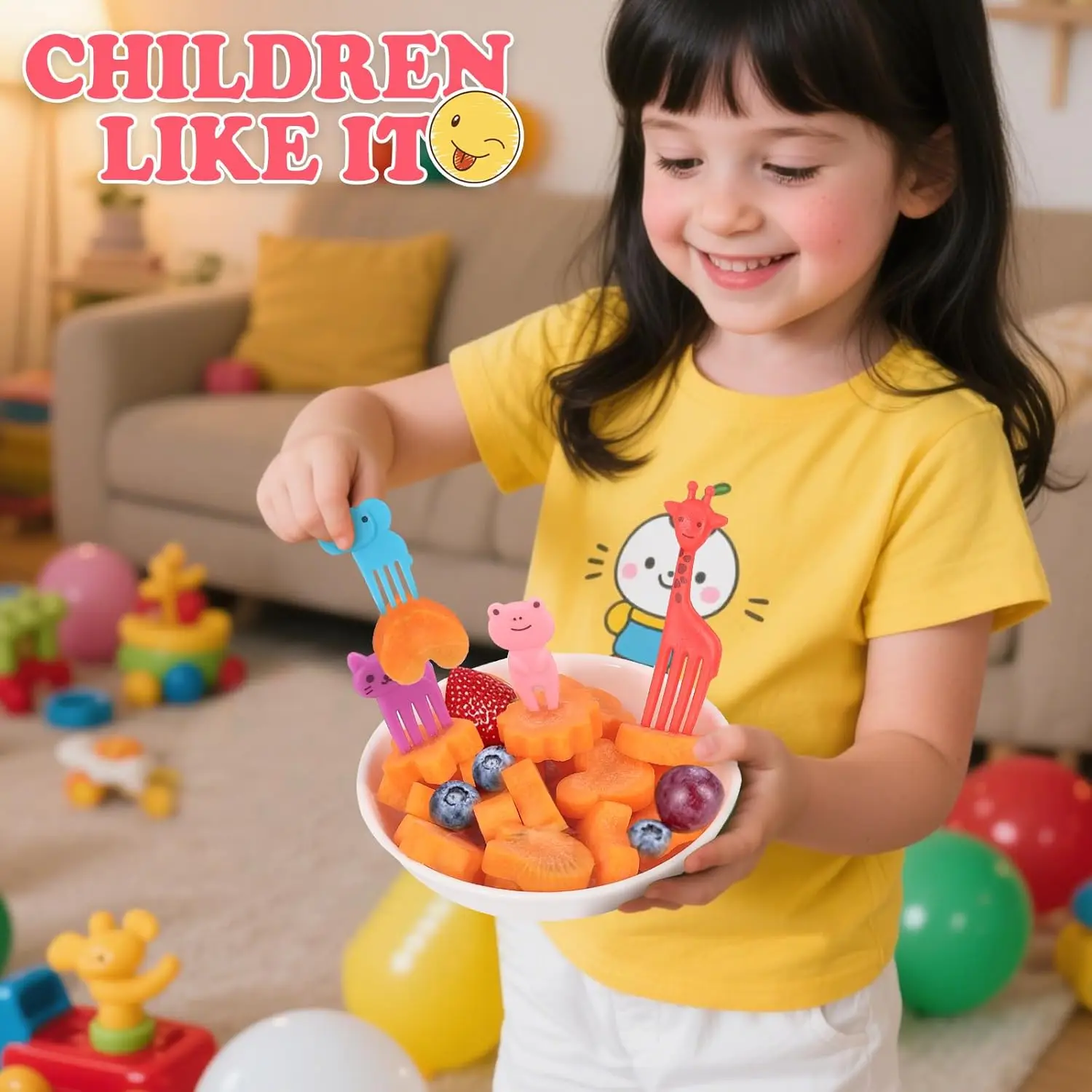 Kids Bento Lunch Box Accessories With Mini Fruit Forks for Children/Fuirt Cutter/Soy Sauce Container/Silicone Cupcake Liners