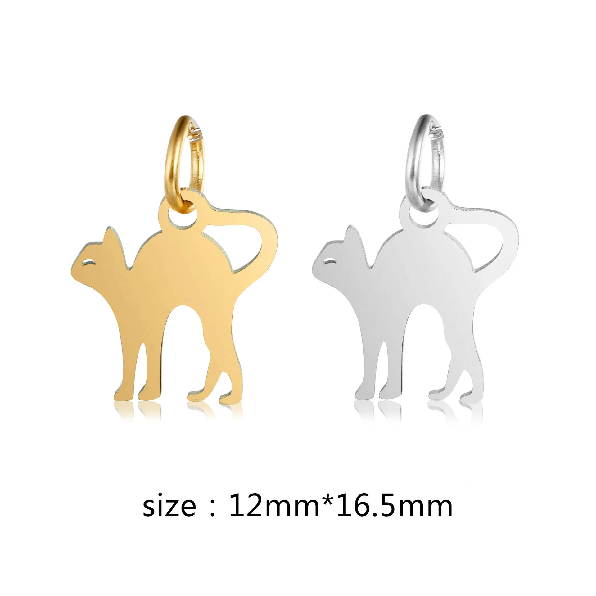 DOOYIO 5pcs/Lot Stainless Steel Little Cat Animal Pendant With Circle DIY Fashion Necklace Jewelry Accessories