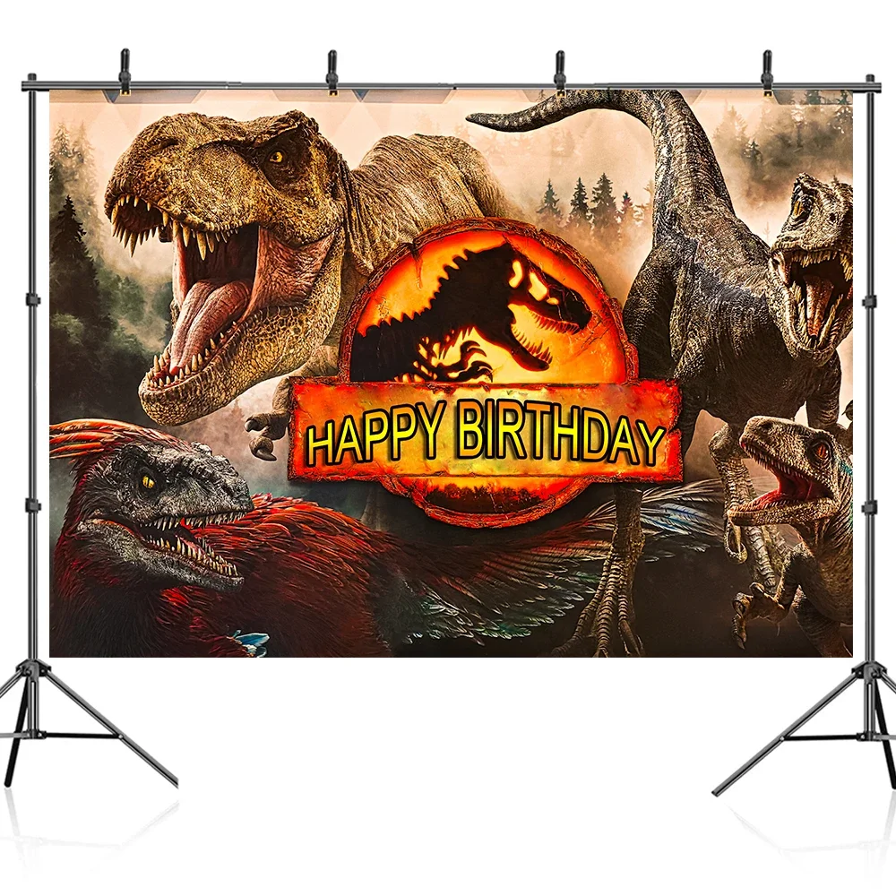 Bonvvie Jurassic Park World Dinosaur Backdrop Personalized Baby Birthday Party Decor Photography Background for Photo Studio