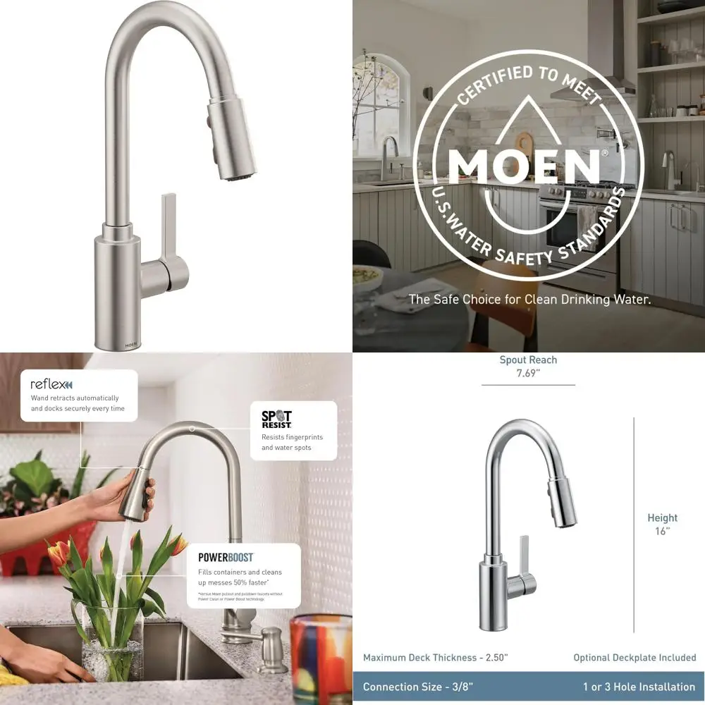 

Moen Genta LX Single-Handle Modern Kitchen Faucet with Pull-Down Spray and Reflex Docking Head