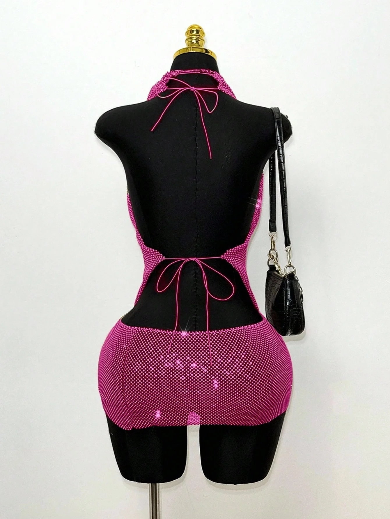 Silver Rhinestone Mesh Halter - Sparkly Rhinestone Club Party Dress 评论和价格