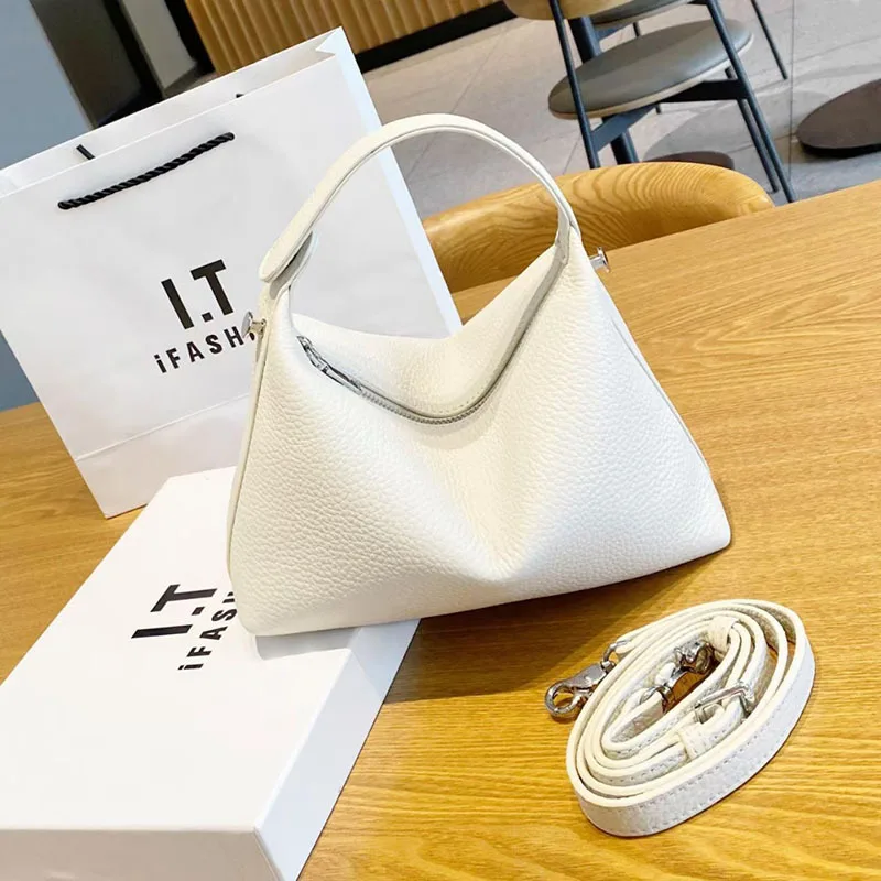 Women's Genuine Genuine Leather Handbags New Lunch Box Top Layer Cowhide Crossbody Niche Single Shoulder Genuine Leather Bag