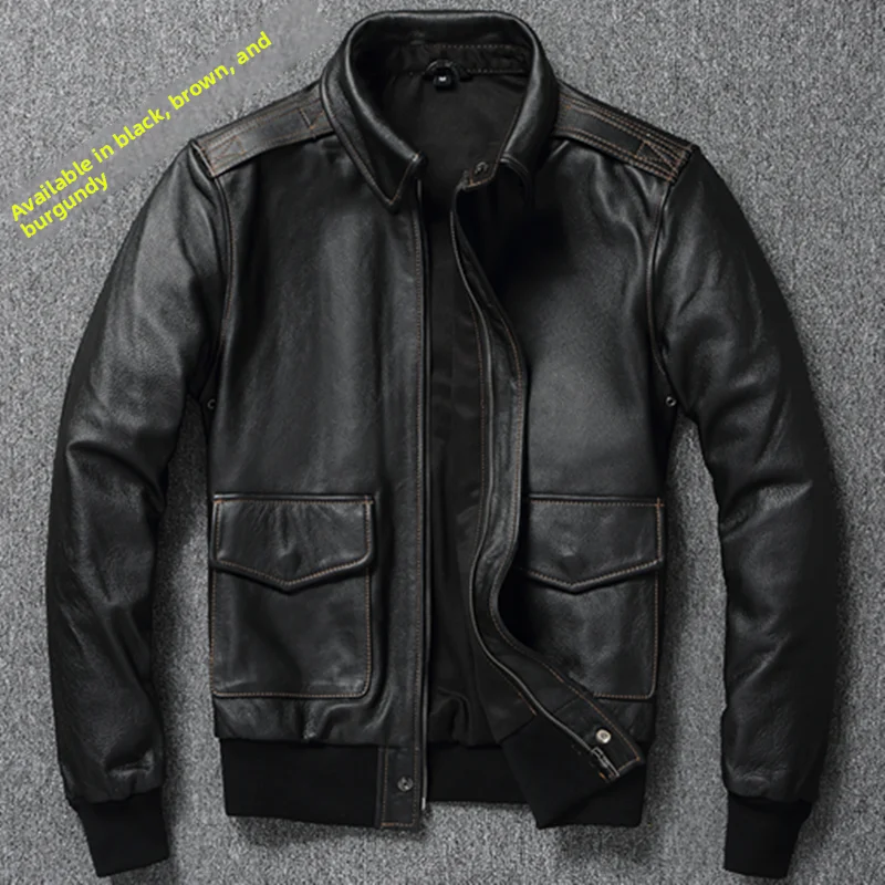 

A2 Весна Осень ВВС Flight Leather Jaet Американский Ретро Верхний слой Коровья кожа Натуральная кожа Мужская ор Slim Fit Большой ...