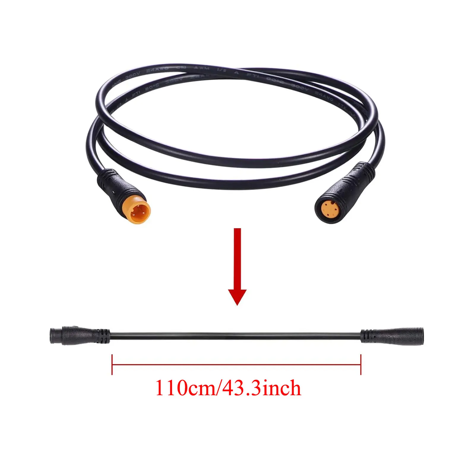 Extension Cable M8 3Pin/5Pin Waterproof Plug Works for Electric Bicycle Light/Throttle/Ebrake/Display Ebike Parts Extend Cable