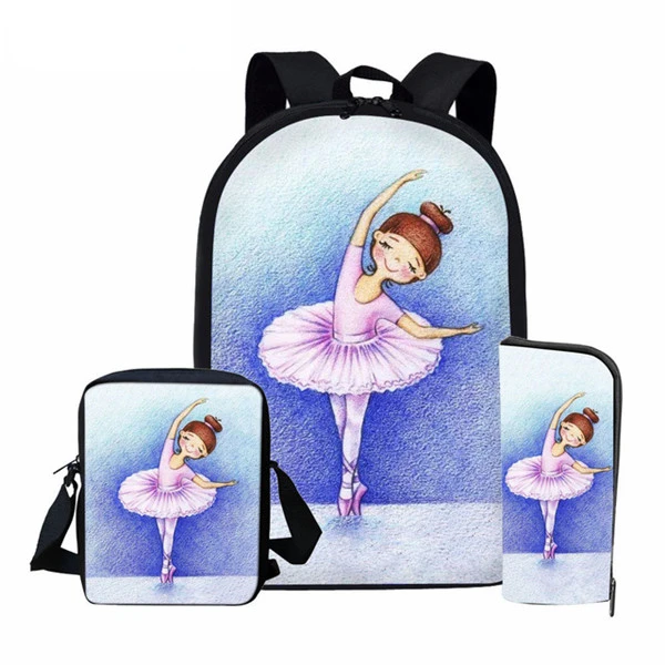 Harajuku Youthful Dance Ballet Shoe Dancer 3D Print 3pcs/Set Travel bags Laptop Daypack Backpack Shoulder Bag Pencil Case