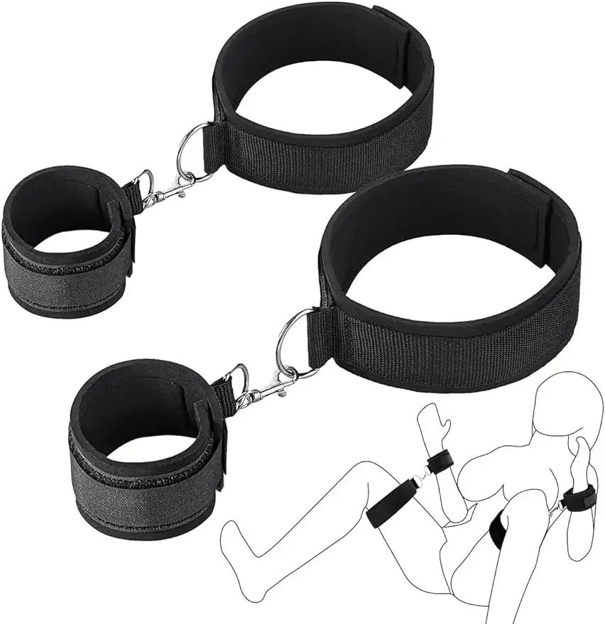 Restrain Bondage Set Padded Thigh Wrist Cuffs Sex Toy for Women Adjustable Handcuffs Straps Sexy Straps Tie Set Bondage SM Games