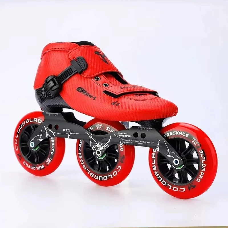 High Performance Fabric Speed Skating Shoes Customizable Professional 3 Wheel Inline Racing Speed Skating