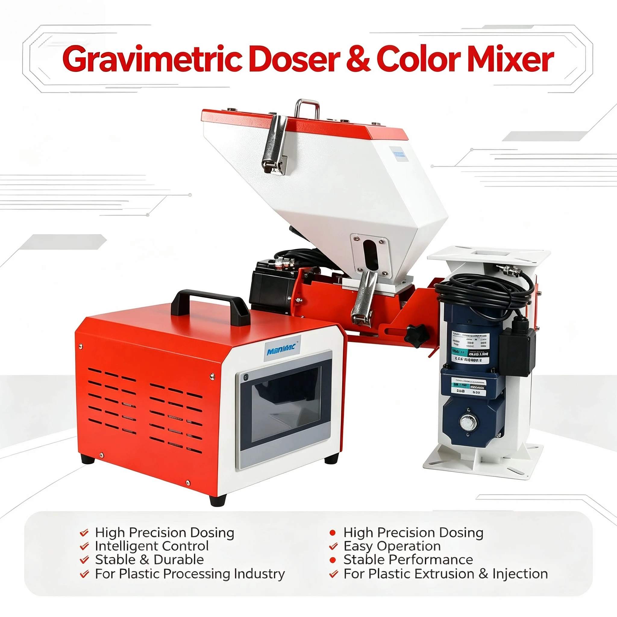 AIROW Volumetric Color Masterbatch Dosing Mixing Machine Auto Proportion Color Doser for Injection Molding Extrusion Film Blowin