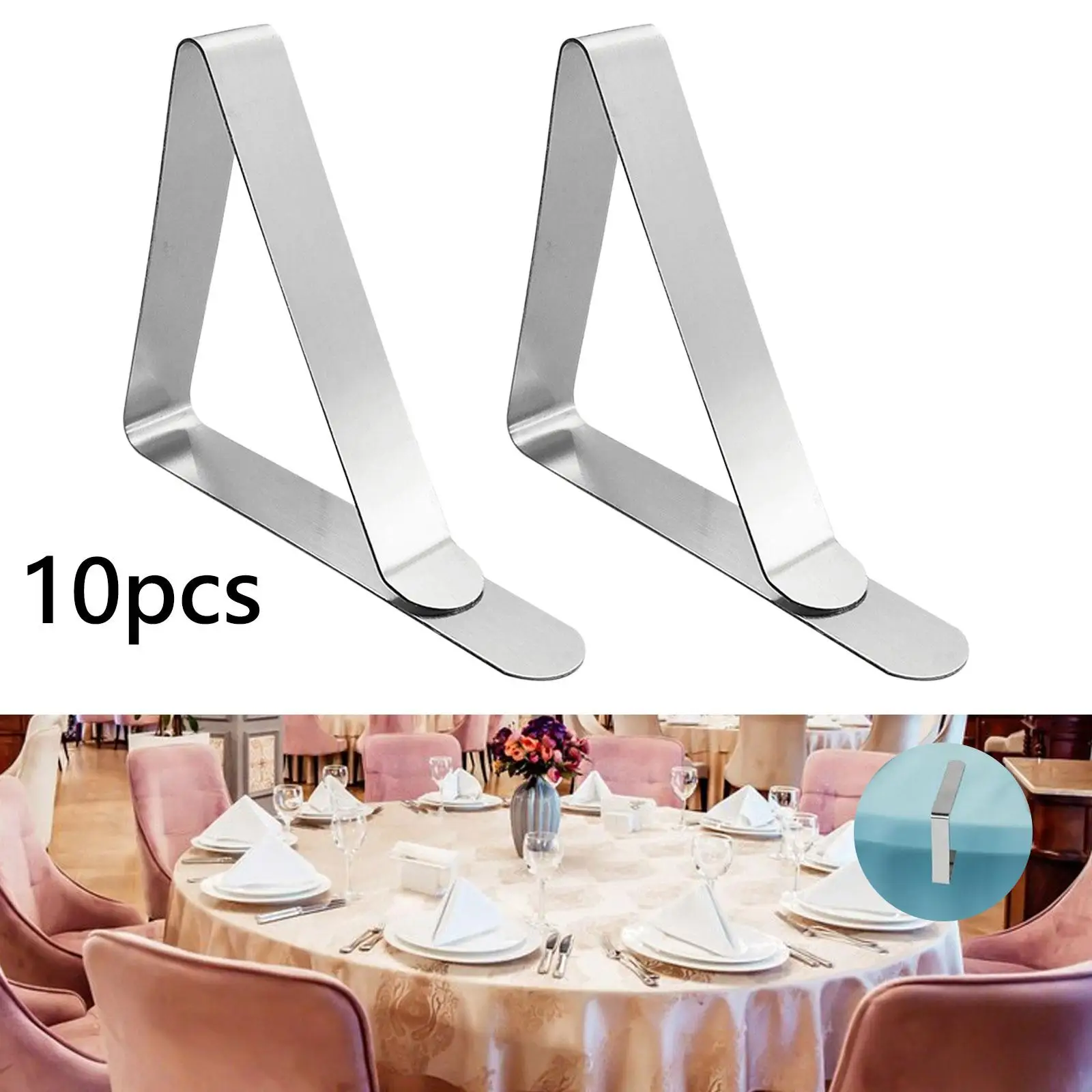 10x Tablecloth Clips Table Cover Clamps Table Cloth Holders Stainless Steel for Party Outdoor Camping Restaurant Wedding