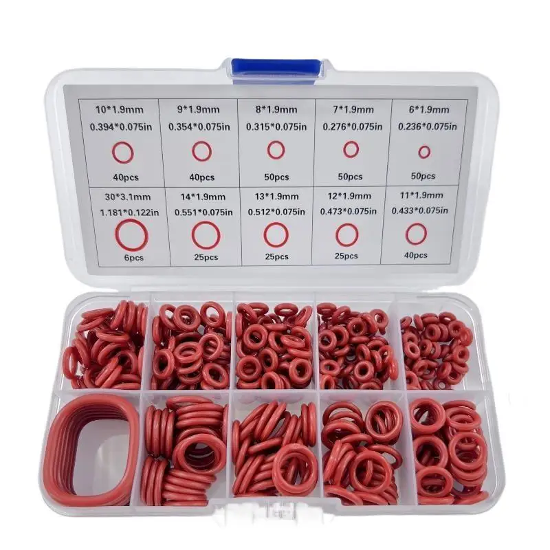 351-teiliges Silikon-O-Ring-Set in 10 Größen mit Aufbewahrungsbox, öl- und hitzebeständig, für Autos und Rohrleitungen, DIY-Zubehör – Detail 5