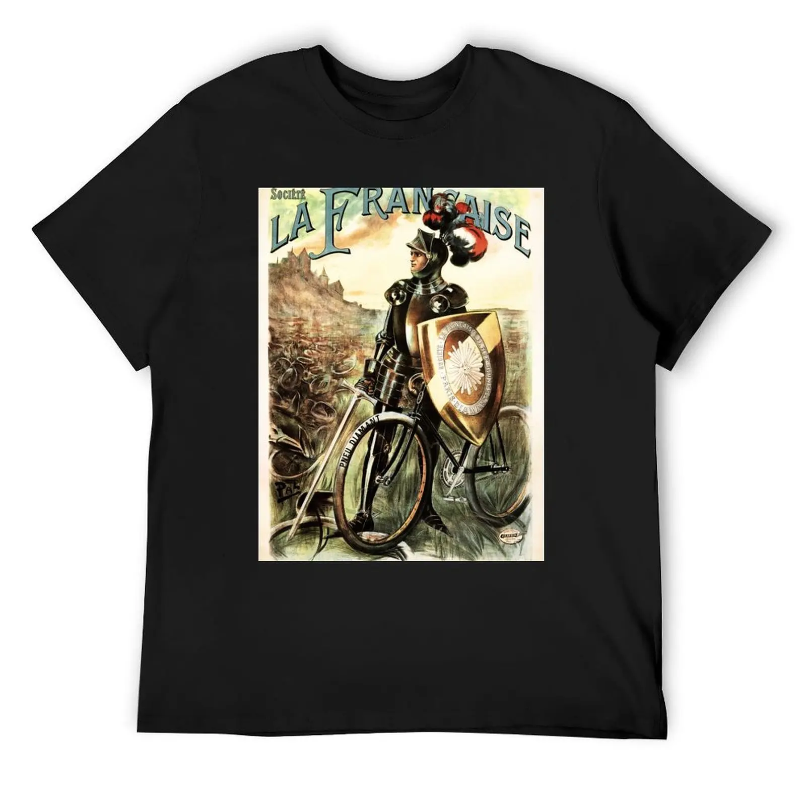 

La Francaise French Cycles Knight on Bicycle Vintage Advertisement T-Shirt anime stuff plain men graphic t shirts