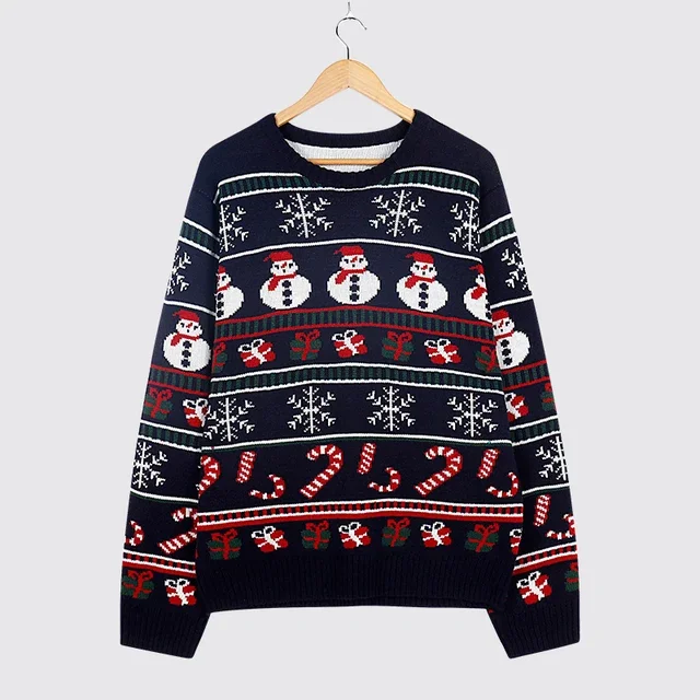 Ugly Christmas Sweater for Woman Man Xmas Knited Printed Sweatshirt Elk Snowman Oversized Pullover Winter Warm Casual Streetwear