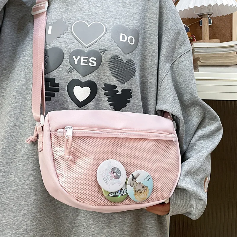 Small Itabag Girls School Student Crossbody Bags Women With Badges Display Plate Ita Bag Purses and Phone Bag Nylon Shoulder Bag