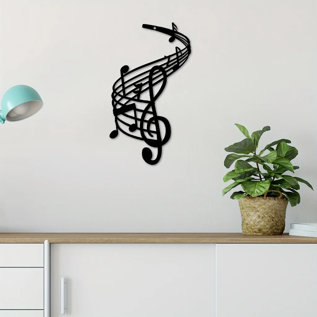 Music Notes Wall Art Metal Wall Decor, Black Wall Signs, Hanging Sculpture For Home Bedroom Kitchen Garden Housewarming Gift