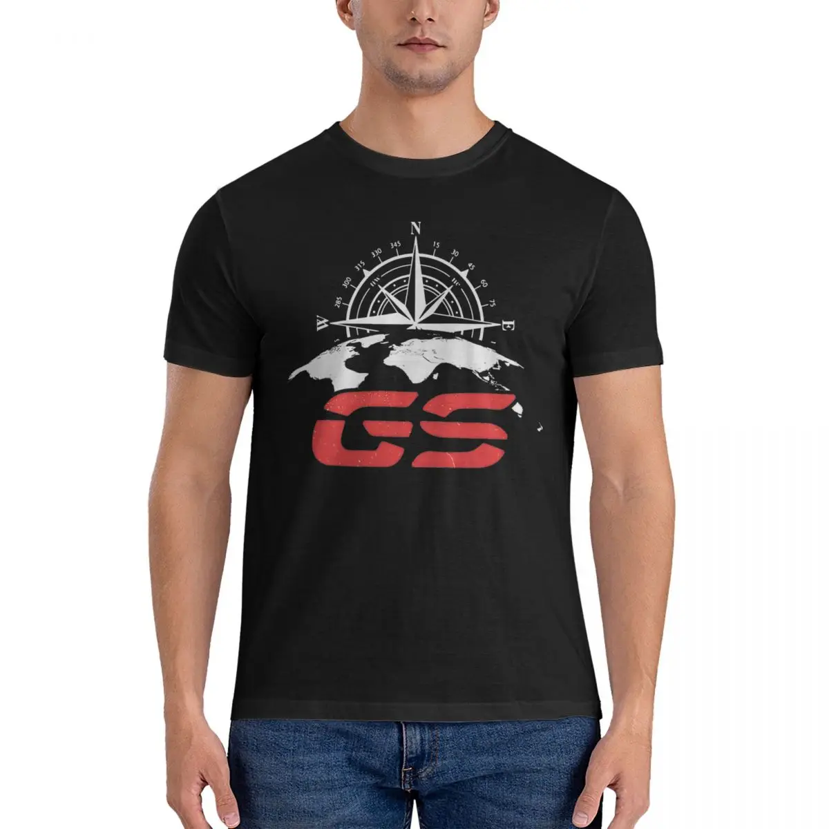 GS World GS Adventure Tshirts Men's Cotton Top Tee Vintage Motorcycle Enduro Moto Ride Round Neck Short Sleeve