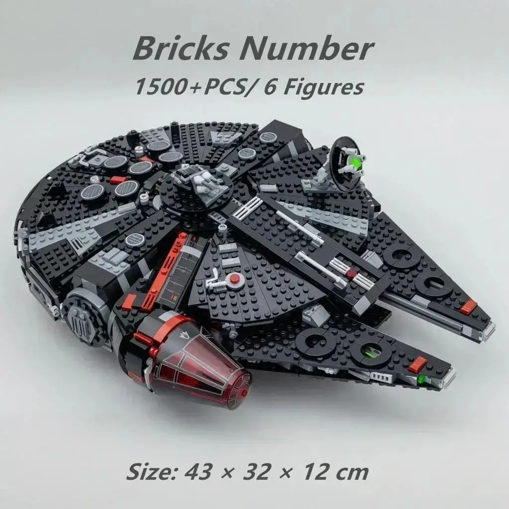 Space Millennium War Geschwärztes Millennium Falcon Set Alien Mini-Charaktermodell Bausteine Neues Bausteinset 1579 Teile – Detail 2