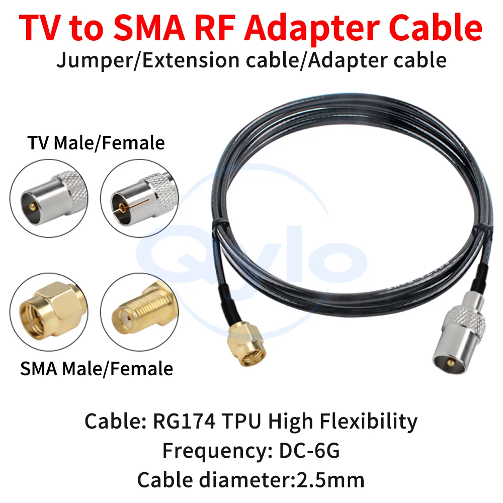 (1 pcs) TV to SMA Male / Female Adapter Cable Antenna RF Extension Cable High Flexibility RG174 TPU Cable TV to SMA Cable