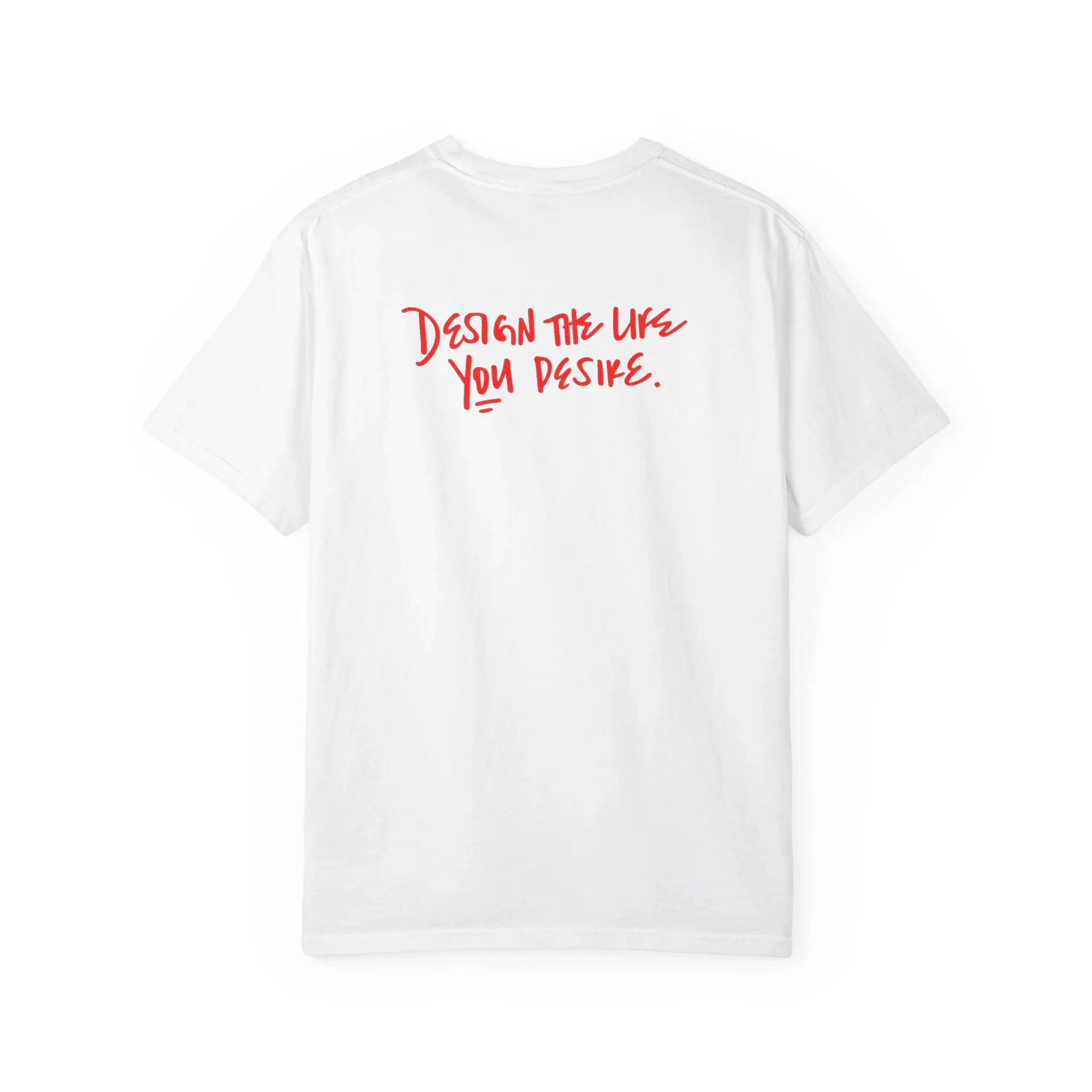Design Life Desire Back Print T Shirt Minimalist Unisex Tee Fashion Trend Casual and Comfortable Cotton Round-neck Short-sleeved
