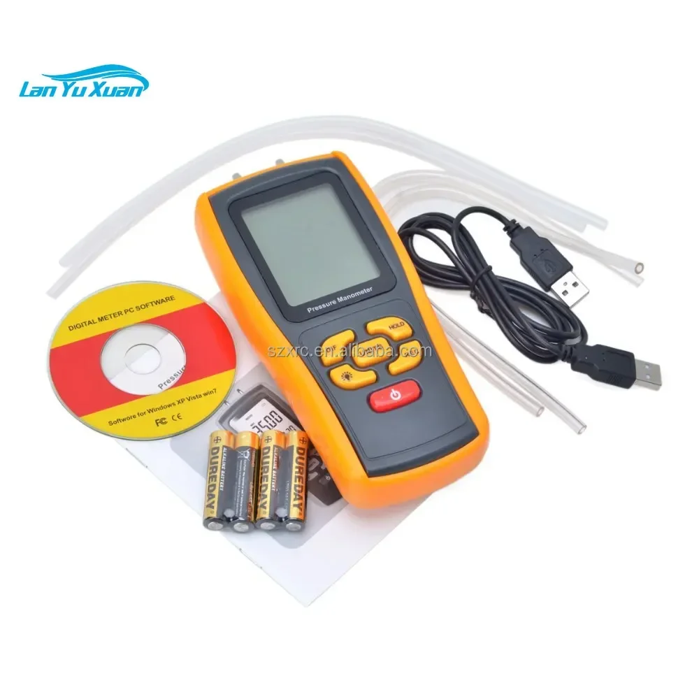 Digital Handheld Pressure Gauge Manometer Tyre Differential Tester USB GM520 for Automotive Maintenance
