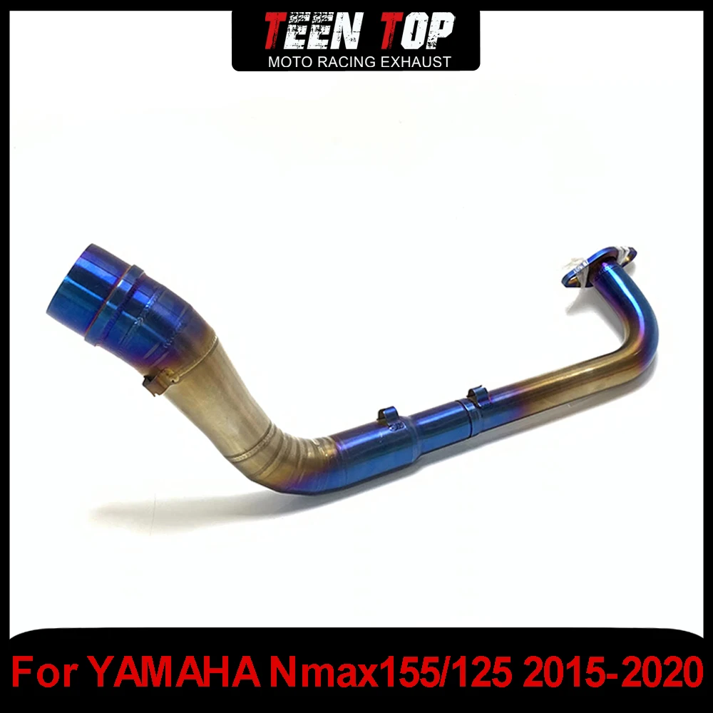 Motorcycle Exhaust Escape Exhaust Pipe Blue For YAMAHA Nmax155 /125 Exhaust Header Link Tube 2015-2020 NMAX155 Front Pipe 51mm