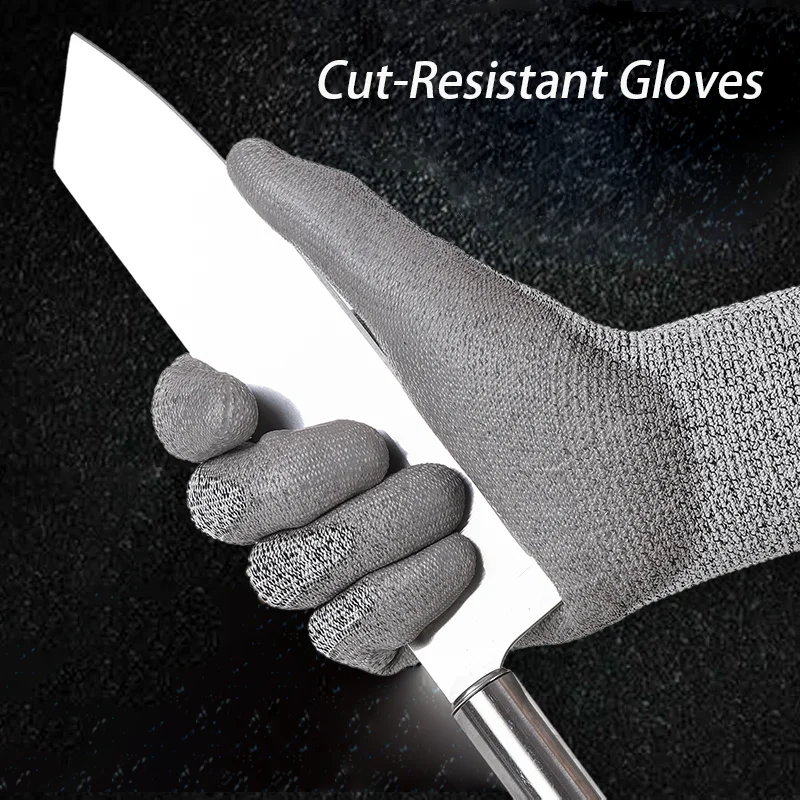 PU Coated Cut-Resistant Gloves Breathable Durable Firm Grip Work Gloves for Shucking Fillet Carving Cutting Mechnical