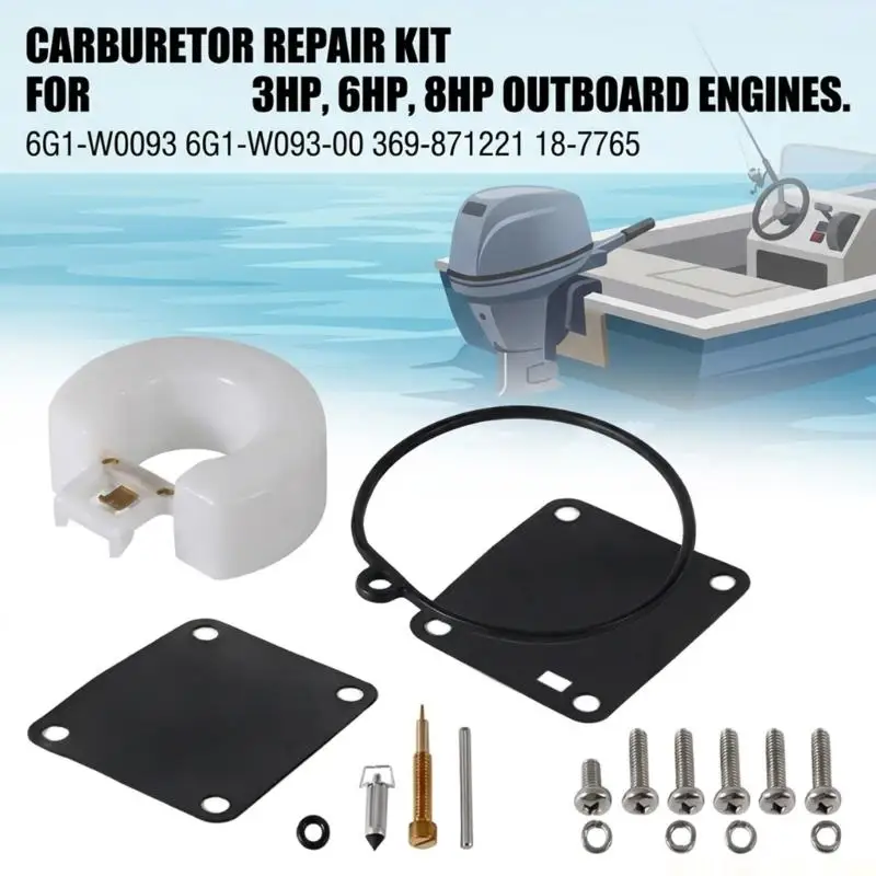 J0MA Small Engine Maintenance Carburetor for 3HP 6HP 8HP Two-Cycle Applications, Gasket, Screw and Service Part Set 6G1-W0093-00