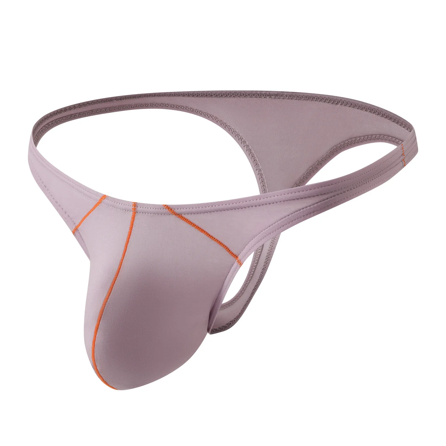 Men Low Rise T-back Thong, Contrast Stitching U Contour Pouch, Narrow Strap Sexy Large Pocket Youth Male Underwear