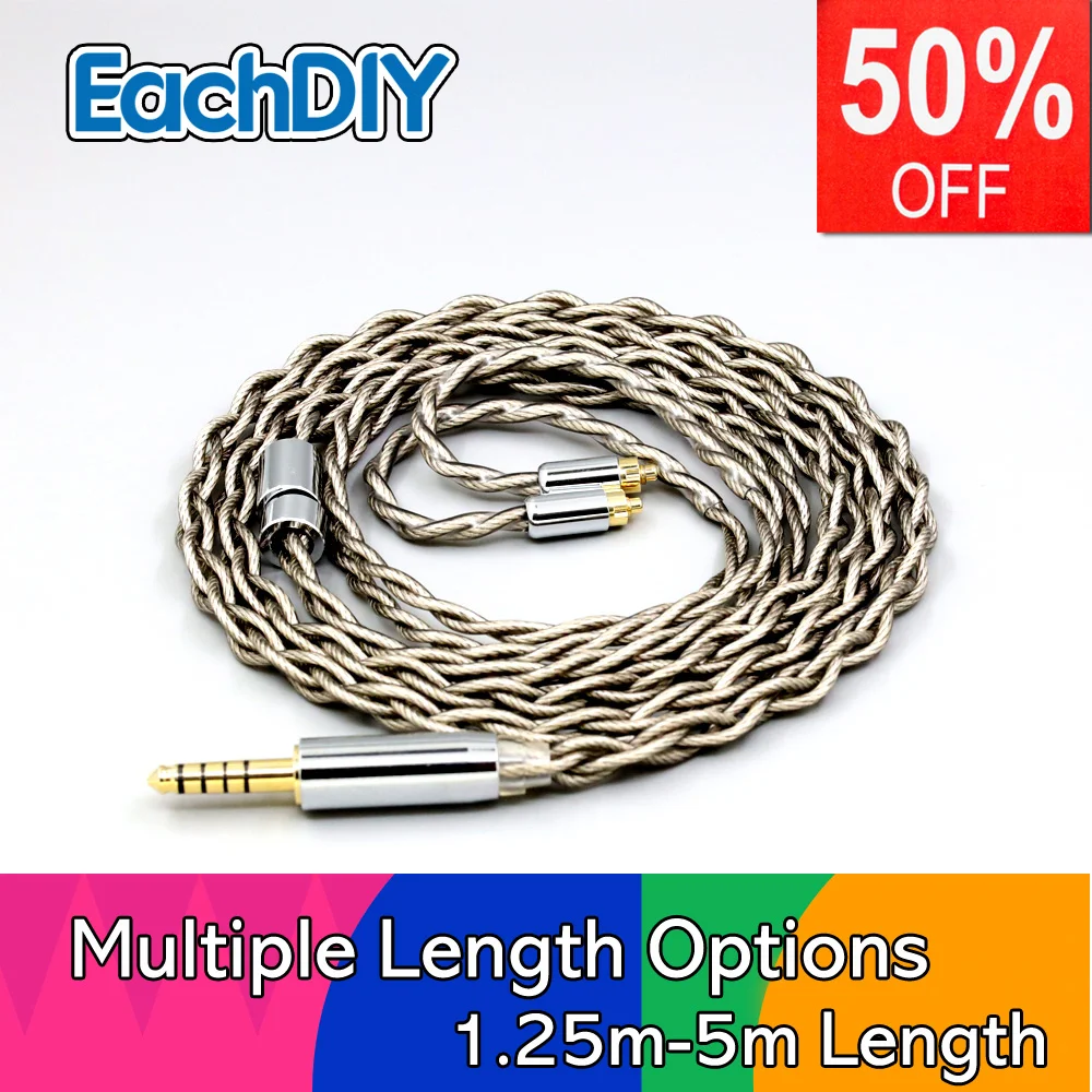 

99% Pure Silver + Graphene Silver Plated Shield Earphone Cable For Dunu dn-2002 4 core 1.8mm LN007924
