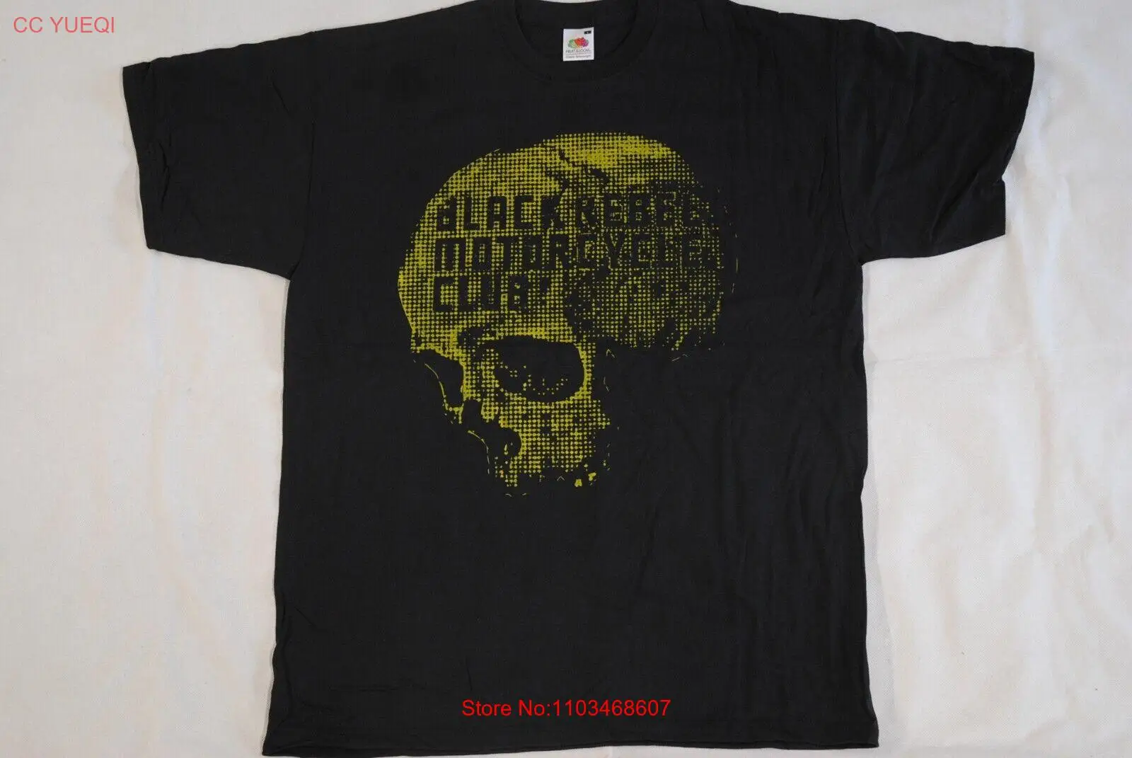 Motocicleta Skull Logo T-Shirt, Preto, Retro, Novo, Banda oficial, BRMC RARO
