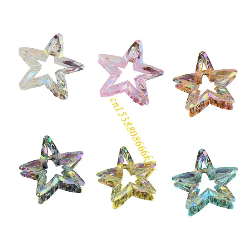 

Ярко -окрашенная акриловая звезда Клип для волос. Безопасный держатель для волос для длинных коротких волос 066c