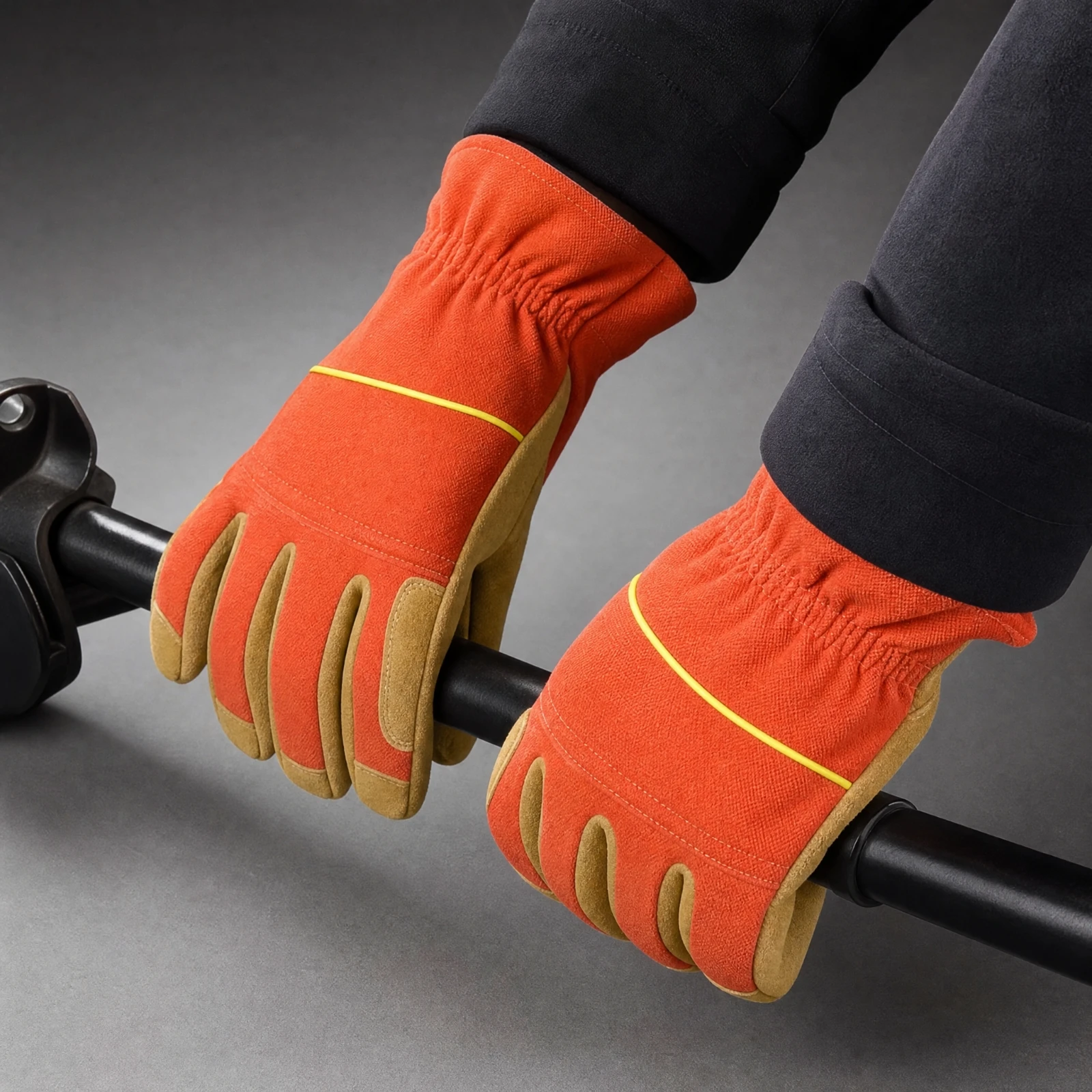 Aramid Work Gloves with Leather Palm Long Lasting Leather-Reinforced Work Gloves Wildland Fire Fighter Glove Heavy Duty Rugged