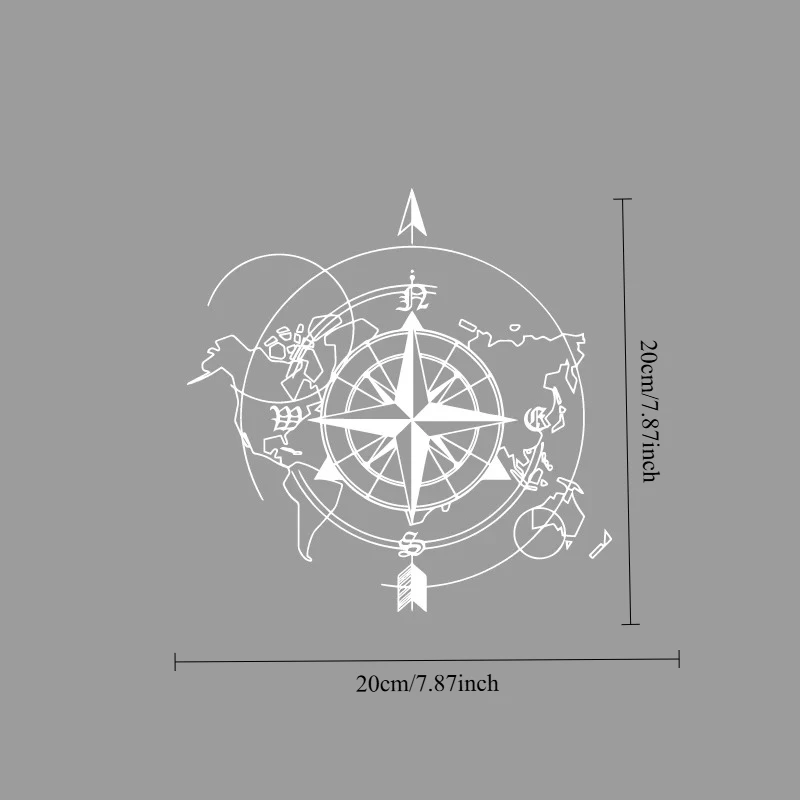 Adventure Compass & World Map Decal, Vinyl Sticker for Auto Body, Window, Truck, RV, Wanderlust Travel Lover Decor