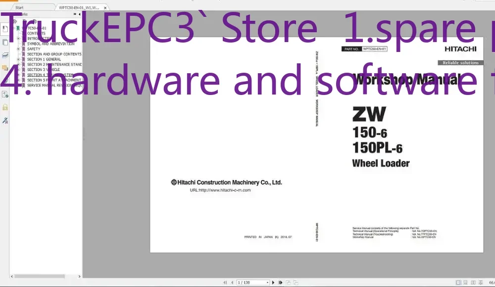 TruckEPC3 Hitachi 2020 Full DVD 20.6GB Workshop Manual,Technical Manual and Wiring Diagram